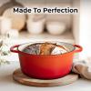 imageZulay Kitchen 6 Quart Enameled Cast Iron Dutch Oven with Lid  Premium Durability ampamp Oven Safe up to 500F  Heavy Duty Cookware Perfect for Bread Baking Stews Braising ampamp Roasting  RedFire Opal