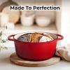 imageZulay Kitchen 6 Quart Enameled Cast Iron Dutch Oven with Lid  Premium Durability ampamp Oven Safe up to 500F  Heavy Duty Cookware Perfect for Bread Baking Stews Braising ampamp Roasting  RedRuby Red