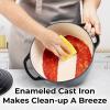 imageZulay Kitchen 6 Quart Enameled Cast Iron Dutch Oven with Lid  Premium Durability ampamp Oven Safe up to 500F  Heavy Duty Cookware Perfect for Bread Baking Stews Braising ampamp Roasting  RedOnyx Black