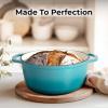 imageZulay Kitchen 6 Quart Enameled Cast Iron Dutch Oven with Lid  Premium Durability ampamp Oven Safe up to 500F  Heavy Duty Cookware Perfect for Bread Baking Stews Braising ampamp Roasting  RedTurquoise
