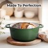 imageZulay Kitchen 6 Quart Enameled Cast Iron Dutch Oven with Lid  Premium Durability ampamp Oven Safe up to 500F  Heavy Duty Cookware Perfect for Bread Baking Stews Braising ampamp Roasting  RedGreen