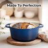 imageZulay Kitchen 6 Quart Enameled Cast Iron Dutch Oven with Lid  Premium Durability ampamp Oven Safe up to 500F  Heavy Duty Cookware Perfect for Bread Baking Stews Braising ampamp Roasting  RedSapphire Blue