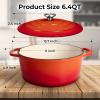imageZulay Kitchen 6 Quart Enameled Cast Iron Dutch Oven with Lid  Premium Durability ampamp Oven Safe up to 500F  Heavy Duty Cookware Perfect for Bread Baking Stews Braising ampamp Roasting  RedFire Opal