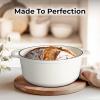 imageZulay Kitchen 6 Quart Enameled Cast Iron Dutch Oven with Lid  Premium Durability ampamp Oven Safe up to 500F  Heavy Duty Cookware Perfect for Bread Baking Stews Braising ampamp Roasting  RedPearl White