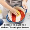 imageZulay Kitchen 6 Quart Enameled Cast Iron Dutch Oven with Lid  Premium Durability ampamp Oven Safe up to 500F  Heavy Duty Cookware Perfect for Bread Baking Stews Braising ampamp Roasting  RedSapphire Blue