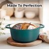 imageZulay Kitchen 6 Quart Enameled Cast Iron Dutch Oven with Lid  Premium Durability ampamp Oven Safe up to 500F  Heavy Duty Cookware Perfect for Bread Baking Stews Braising ampamp Roasting  RedEmerald