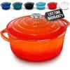 imageZulay Kitchen 6 Quart Enameled Cast Iron Dutch Oven with Lid  Premium Durability ampamp Oven Safe up to 500F  Heavy Duty Cookware Perfect for Bread Baking Stews Braising ampamp Roasting  RedFire Opal
