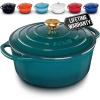 imageZulay Kitchen 6 Quart Enameled Cast Iron Dutch Oven with Lid  Premium Durability ampamp Oven Safe up to 500F  Heavy Duty Cookware Perfect for Bread Baking Stews Braising ampamp Roasting  RedEmerald