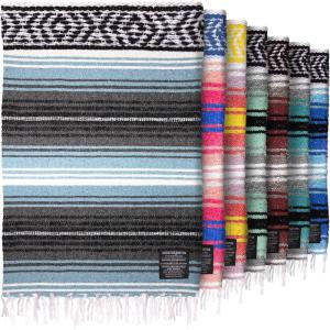 imageHydration Nation Authentic Large Handwoven Mexican Striped Throw Blanket  Soft Durable EcoFriendly  70quotx50quot  AzureAqua Sky