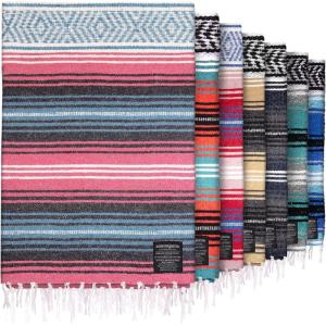 imageHydration Nation Authentic Large Handwoven Mexican Striped Throw Blanket  Soft Durable EcoFriendly  70quotx50quot  AzureAzure