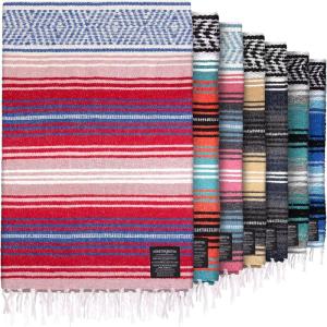 imageHydration Nation Authentic Large Handwoven Mexican Striped Throw Blanket  Soft Durable EcoFriendly  70quotx50quot  AzureCoral
