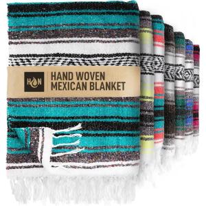 imageHydration Nation Authentic Large Handwoven Mexican Striped Throw Blanket  Soft Durable EcoFriendly  70quotx50quot  AzureEmerald