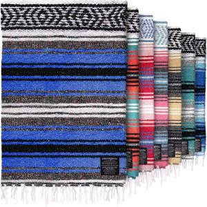 imageHydration Nation Authentic Large Handwoven Mexican Striped Throw Blanket  Soft Durable EcoFriendly  70quotx50quot  AzureKing Blue