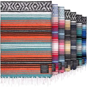 imageHydration Nation Authentic Large Handwoven Mexican Striped Throw Blanket  Soft Durable EcoFriendly  70quotx50quot  AzureMandarin