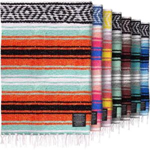 imageHydration Nation Authentic Large Handwoven Mexican Striped Throw Blanket  Soft Durable EcoFriendly  70quotx50quot  AzureMint Orange