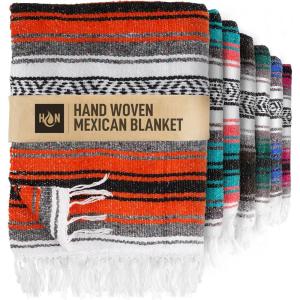 imageHydration Nation Authentic Large Handwoven Mexican Striped Throw Blanket  Soft Durable EcoFriendly  70quotx50quot  AzureOrange