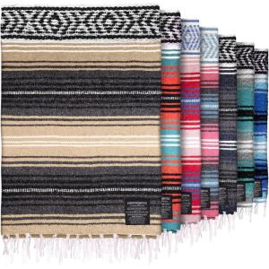 imageHydration Nation Authentic Large Handwoven Mexican Striped Throw Blanket  Soft Durable EcoFriendly  70quotx50quot  AzureSand