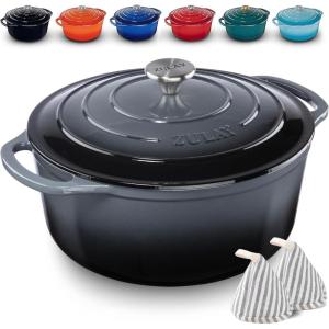 imageZulay Kitchen 6 Quart Enameled Cast Iron Dutch Oven with Lid  Premium Durability ampamp Oven Safe up to 500F  Heavy Duty Cookware Perfect for Bread Baking Stews Braising ampamp Roasting  RedGrey