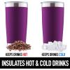 imageZulay 12 oz Insulated Coffee Mug with Lid  Stainless Steel Camping Mug Tumbler with Handle  Double Wall Vacuum Duracoated Insulated Mug For Travel Camping Office Outdoor SilverPlum