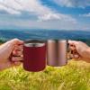 imageZulay 12 oz Insulated Coffee Mug with Lid  Stainless Steel Camping Mug Tumbler with Handle  Double Wall Vacuum Duracoated Insulated Mug For Travel Camping Office Outdoor SilverPlum