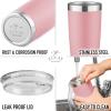 imageZulay 12 oz Insulated Coffee Mug with Lid  Stainless Steel Camping Mug Tumbler with Handle  Double Wall Vacuum Duracoated Insulated Mug For Travel Camping Office Outdoor SilverPink