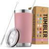 imageZulay 12 oz Insulated Coffee Mug with Lid  Stainless Steel Camping Mug Tumbler with Handle  Double Wall Vacuum Duracoated Insulated Mug For Travel Camping Office Outdoor SilverPink