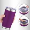 imageZulay 12 oz Insulated Coffee Mug with Lid  Stainless Steel Camping Mug Tumbler with Handle  Double Wall Vacuum Duracoated Insulated Mug For Travel Camping Office Outdoor SilverPlum