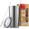 imageZulay 12 oz Insulated Coffee Mug with Lid  Stainless Steel Camping Mug Tumbler with Handle  Double Wall Vacuum Duracoated Insulated Mug For Travel Camping Office Outdoor SilverSilver