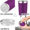 imageZulay 12 oz Insulated Coffee Mug with Lid  Stainless Steel Camping Mug Tumbler with Handle  Double Wall Vacuum Duracoated Insulated Mug For Travel Camping Office Outdoor SilverPlum