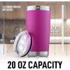 imageZulay 12 oz Insulated Coffee Mug with Lid  Stainless Steel Camping Mug Tumbler with Handle  Double Wall Vacuum Duracoated Insulated Mug For Travel Camping Office Outdoor SilverRedPurple
