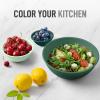 imageZulay Kitchen 12 Piece Plastic Mixing Bowls with LeakProof Lids Set  Microwave and Freezer Safe Kitchen Mixing Bowls for Preparing Serving and Storing  Large Nesting Bowls Blue OmbreTeal