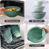 imageZulay Kitchen 12 Piece Plastic Mixing Bowls with LeakProof Lids Set  Microwave and Freezer Safe Kitchen Mixing Bowls for Preparing Serving and Storing  Large Nesting Bowls Blue OmbreTeal