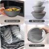 imageZulay Kitchen 12 Piece Plastic Mixing Bowls with LeakProof Lids Set  Microwave and Freezer Safe Kitchen Mixing Bowls for Preparing Serving and Storing  Large Nesting Bowls Blue OmbreGraphite Gray