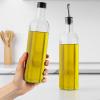 imageZulay Kitchen 17oz Olive Oil Dispenser Bottle  Glass Oil Cruet with Spout Funnel ampamp Pourers EasyPour Decanter for Kitchen Cooking and Serving GreenClear