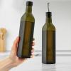 imageZulay Kitchen 17oz Olive Oil Dispenser Bottle  Glass Oil Cruet with Spout Funnel ampamp Pourers EasyPour Decanter for Kitchen Cooking and Serving GreenDark Brown