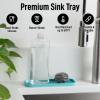 imageZulay Kitchen 9x35 Silicone Sponge Holder for Kitchen Sink  Flexible Multipurpose Soap Tray  Sink Organizer for Kitchen Bathroom Makeup Trinkets ampamp More GrayAqua Sky
