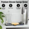 imageZulay Kitchen 9x35 Silicone Sponge Holder for Kitchen Sink  Flexible Multipurpose Soap Tray  Sink Organizer for Kitchen Bathroom Makeup Trinkets ampamp More GrayGrey