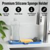 imageZulay Kitchen 9x35 Silicone Sponge Holder for Kitchen Sink  Flexible Multipurpose Soap Tray  Sink Organizer for Kitchen Bathroom Makeup Trinkets ampamp More GrayProvence Blue
