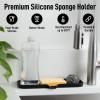 imageZulay Kitchen 9x35 Silicone Sponge Holder for Kitchen Sink  Flexible Multipurpose Soap Tray  Sink Organizer for Kitchen Bathroom Makeup Trinkets ampamp More GrayBlack