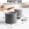 imageZulay Kitchen Butter Crock With Lid ampamp Spreader Knife for Countertop  Ceramic French Butter Dish Keeper For Fresh ampamp Spreadable Butter  WhiteGray