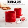 imageZulay Kitchen Butter Crock With Lid ampamp Spreader Knife for Countertop  Ceramic French Butter Dish Keeper For Fresh ampamp Spreadable Butter  WhiteRed