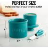 imageZulay Kitchen Butter Crock With Lid ampamp Spreader Knife for Countertop  Ceramic French Butter Dish Keeper For Fresh ampamp Spreadable Butter  WhiteTurqoise
