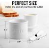 imageZulay Kitchen Butter Crock With Lid ampamp Spreader Knife for Countertop  Ceramic French Butter Dish Keeper For Fresh ampamp Spreadable Butter  WhiteWhite