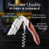 imageZulay Kitchen Corkscrew Wine Opener  Premium 420 Stainless Steel ampamp Rosewood Wine Bottle Opener  Double Hinged Opener with Foil Cutter ampamp Cap Remover  RosewoodRosewood