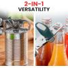 imageZulay Kitchen Heavy Duty Stainless Steel Can Opener Manual with Bottle Opener  Rust Proof Manual Can Opener With Turn Knob ampamp Soft Grip Handles  BlackGreen