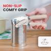 imageZulay Kitchen Heavy Duty Stainless Steel Can Opener Manual with Bottle Opener  Rust Proof Manual Can Opener With Turn Knob ampamp Soft Grip Handles  BlackAlmond