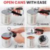 imageZulay Kitchen Heavy Duty Stainless Steel Can Opener Manual with Bottle Opener  Rust Proof Manual Can Opener With Turn Knob ampamp Soft Grip Handles  BlackBlack