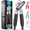 imageZulay Kitchen Heavy Duty Stainless Steel Can Opener Manual with Bottle Opener  Rust Proof Manual Can Opener With Turn Knob ampamp Soft Grip Handles  BlackBlack