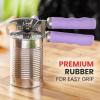 imageZulay Kitchen Heavy Duty Stainless Steel Can Opener Manual with Bottle Opener  Rust Proof Manual Can Opener With Turn Knob ampamp Soft Grip Handles  BlackLavender