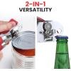 imageZulay Kitchen Heavy Duty Stainless Steel Can Opener Manual with Bottle Opener  Rust Proof Manual Can Opener With Turn Knob ampamp Soft Grip Handles  BlackRed